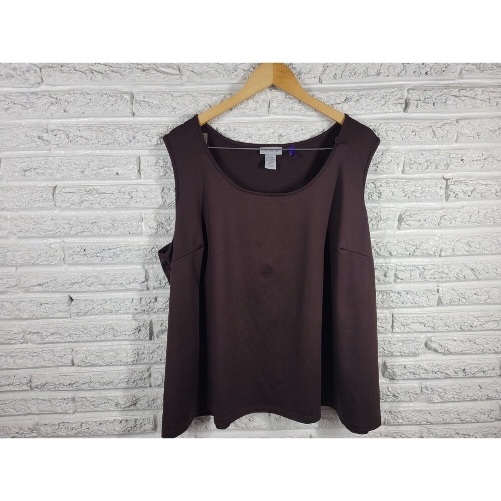 Catherines Tank Top 3XWP Brown Womens Plus Size Stretch Sleeveless Shell BRO56E